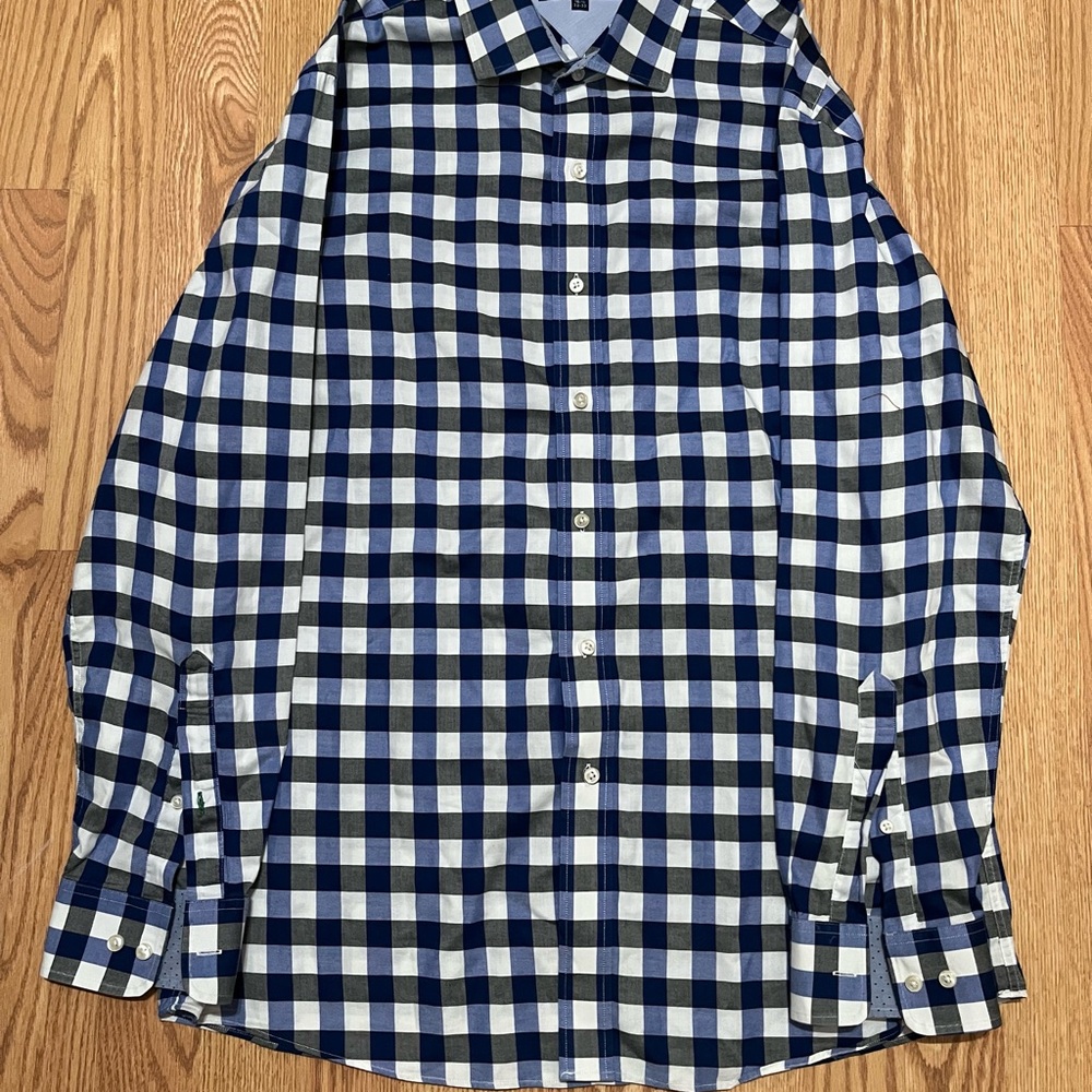 Tommy Hilfiger Men's Blue Checkered Shirt Long Sleeve Button Up Slim Fit